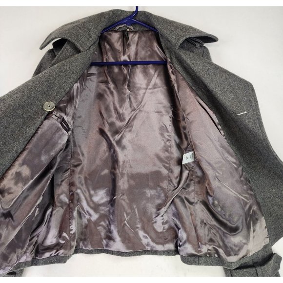 Topshop Jacket Womens 14 Gray Casualcore Button Up Wool Blend Winter Pea Coat - Picture 3 of 12